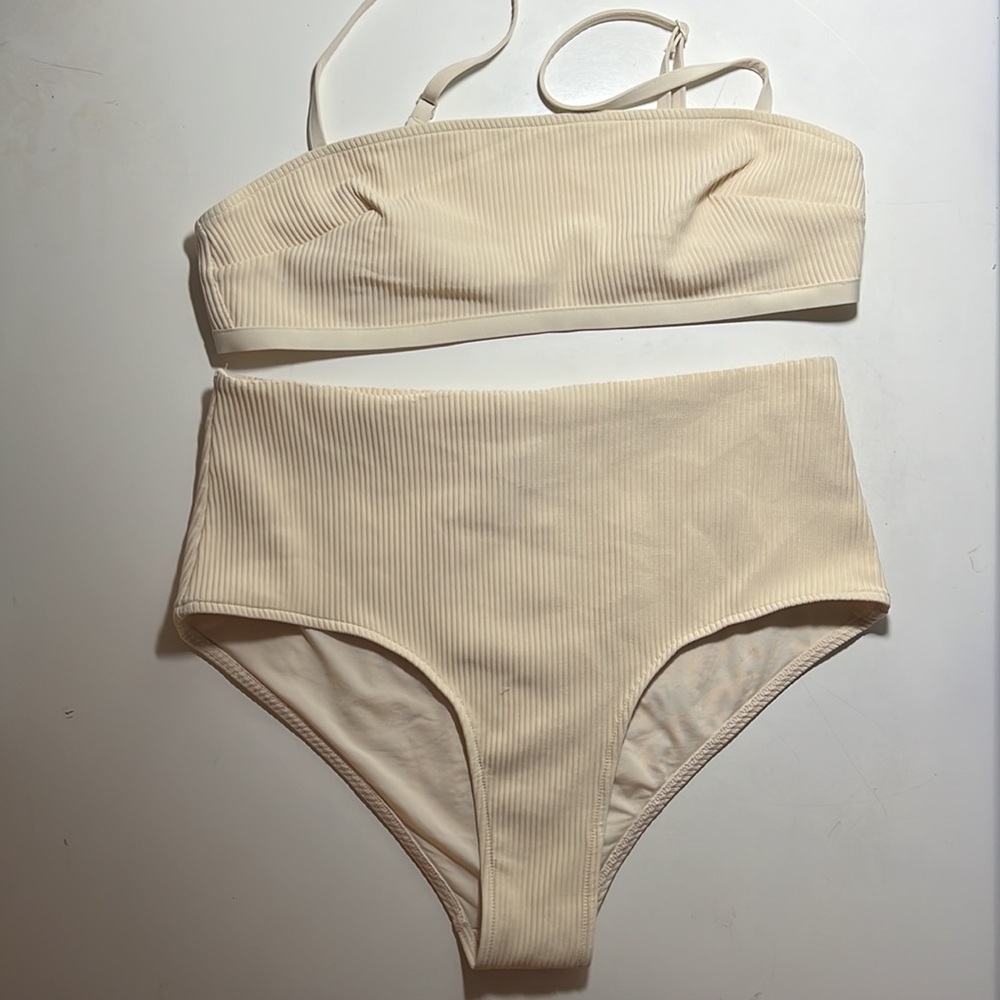 &Other Stories Ribbed Creme Bikini (Cream/Ivory)